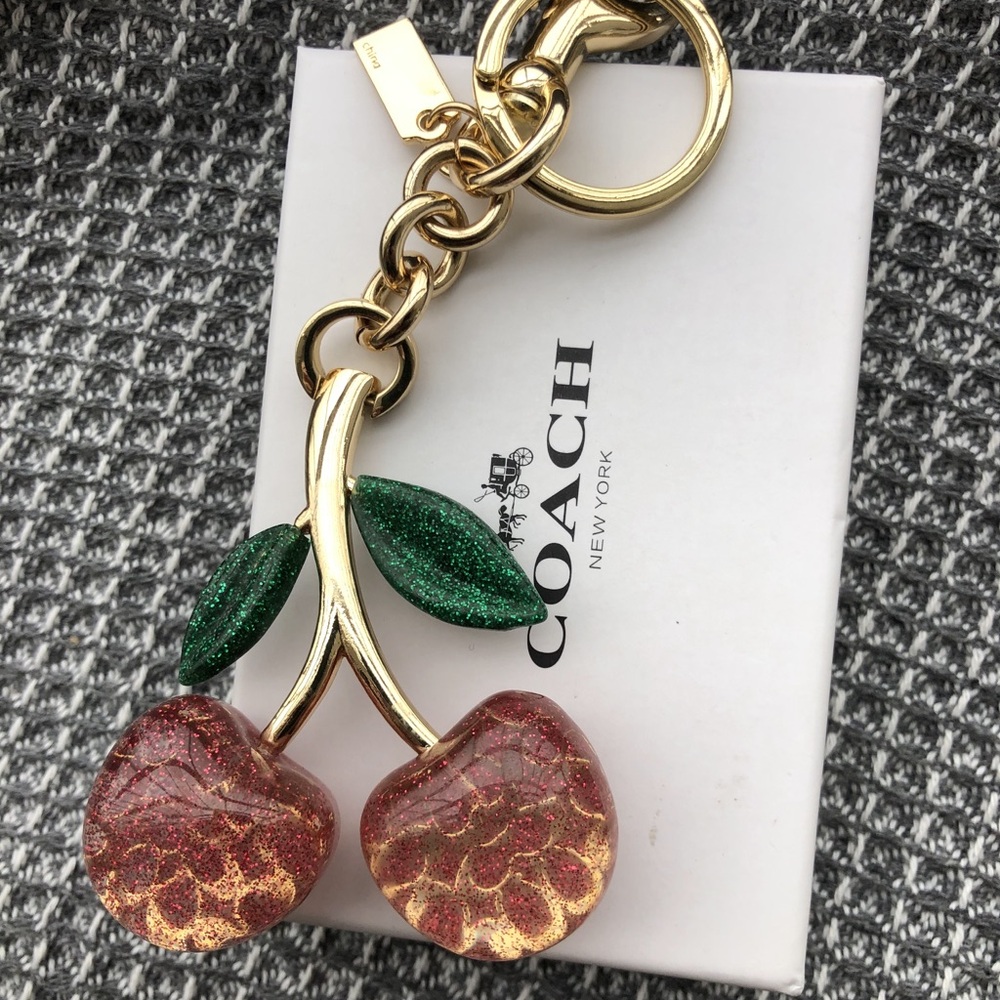 Coach Gold Cherry Keychain